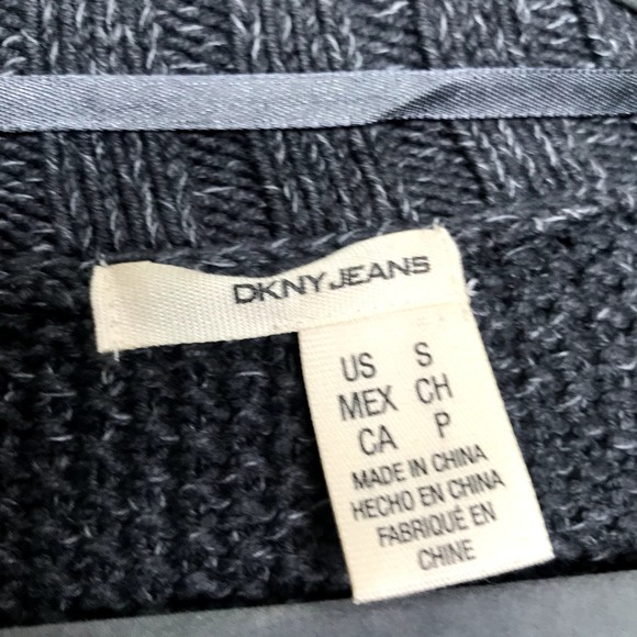 DNKY Jeans marled mix knitted asymmetrical zip up crop sweater cardigan - Picture 7 of 8